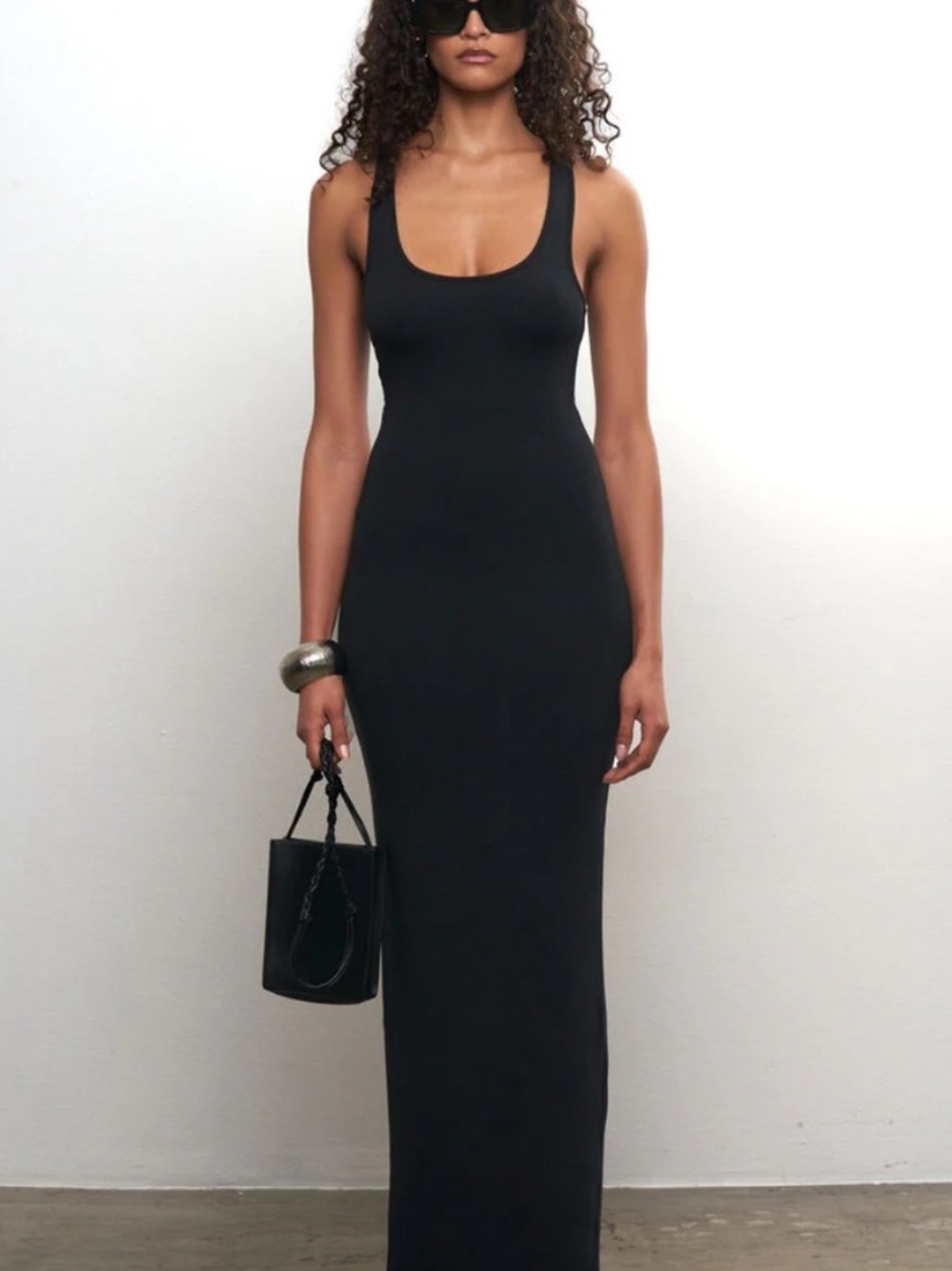 NWT Local European Black Ribbed Tank Maxi Dress XL